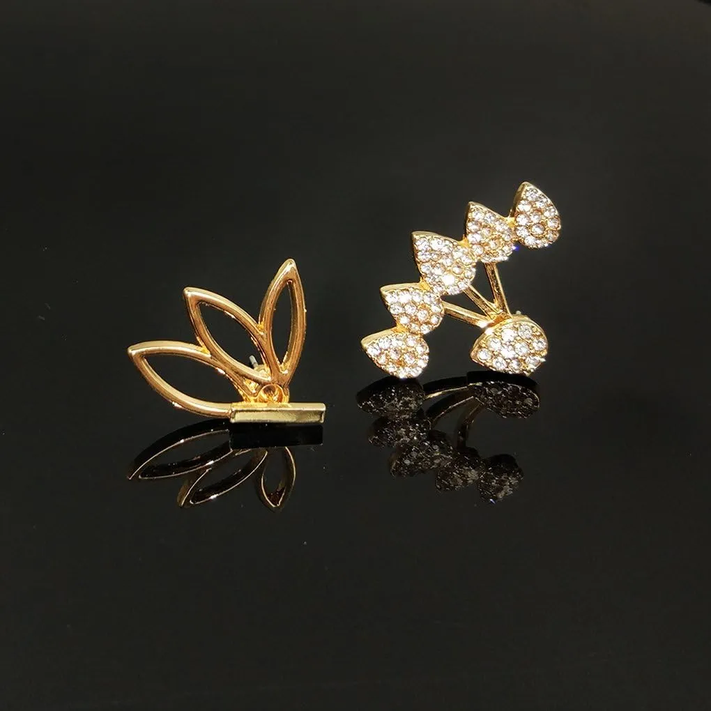 Suyi Fashion Hollow Lotus Flower Earrings Crystal Simple Chic Stud Earrings Set