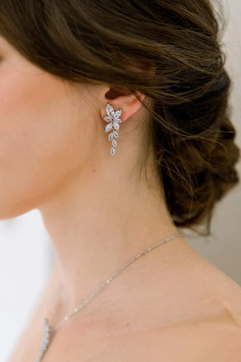 SWEETV Marquise Cubic Zirconia Bridal Earrings, Elegant Wedding Earrings for Brides Bridesmaids, Crystal Formal Drop Earrings for Women Jewelry Gifts
