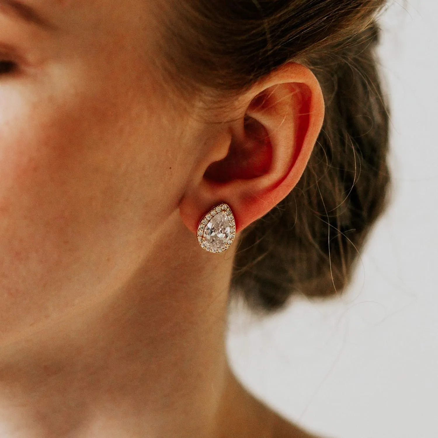 SWEETV Teardrop Bridal Earrings for Wedding, Prom - Elegant Cubic Zirconia Stud Earrings for women, brides, bridesmaids