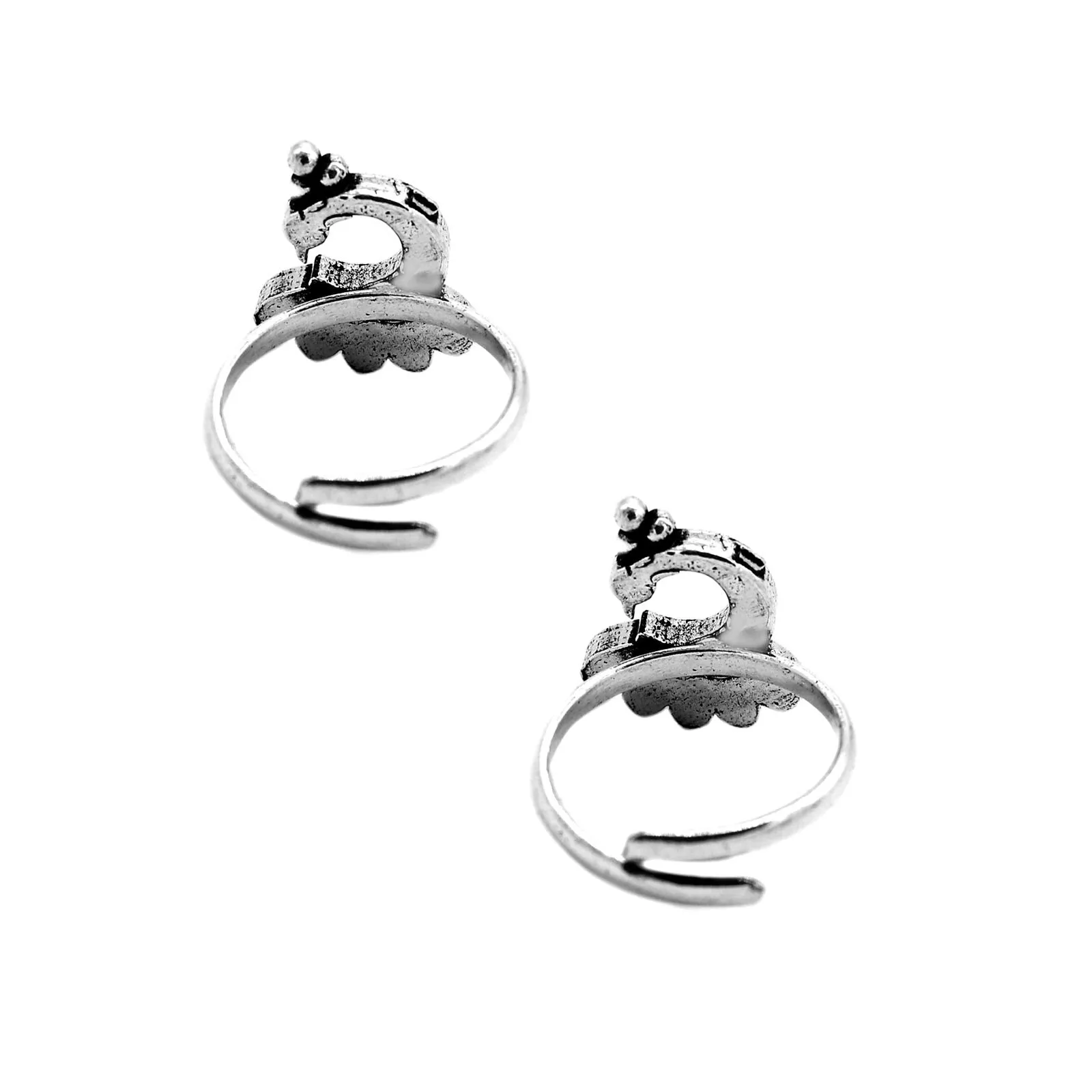 Teejh Kshtriya Mayur Silver Oxidized Toe rings For Women
