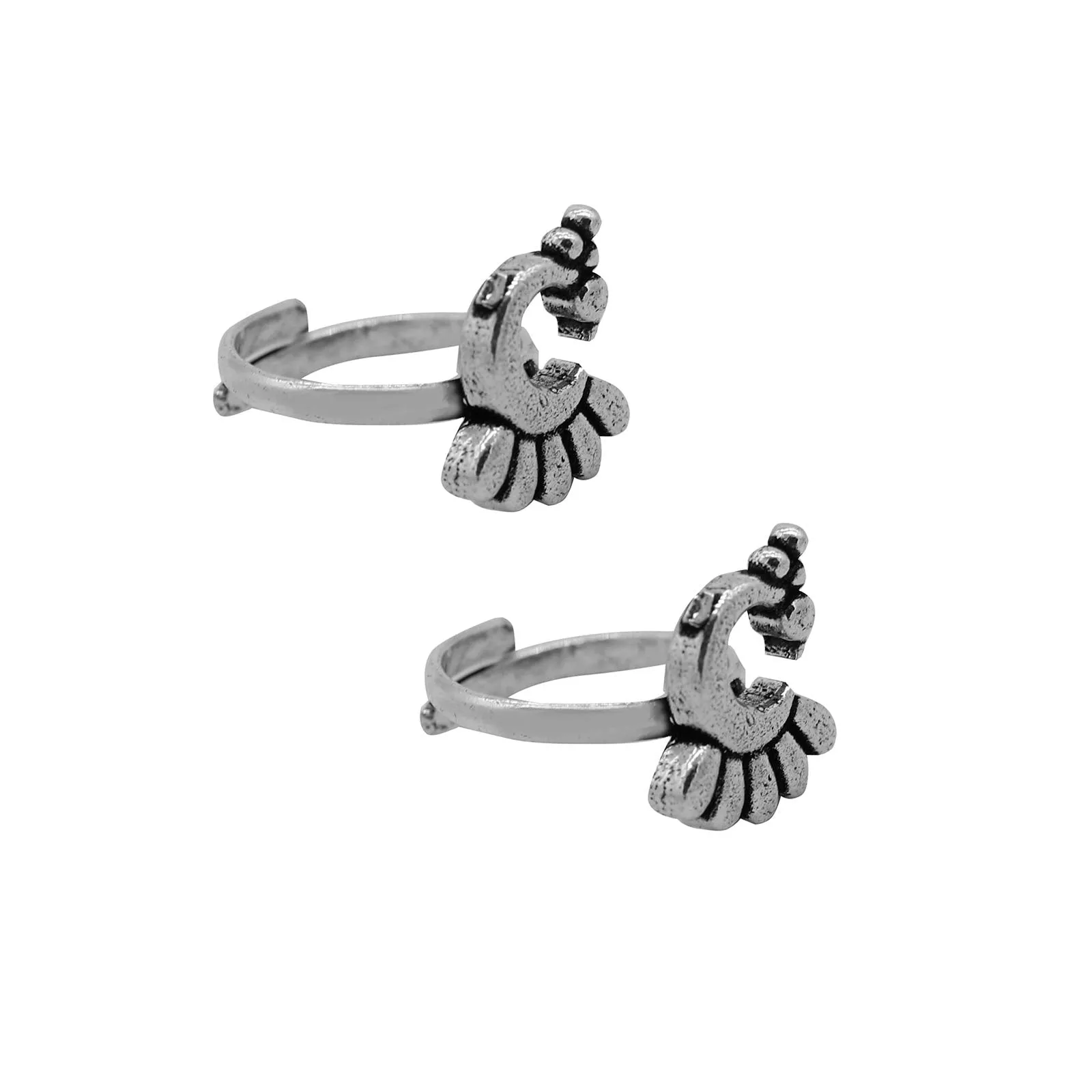 Teejh Kshtriya Mayur Silver Oxidized Toe rings For Women