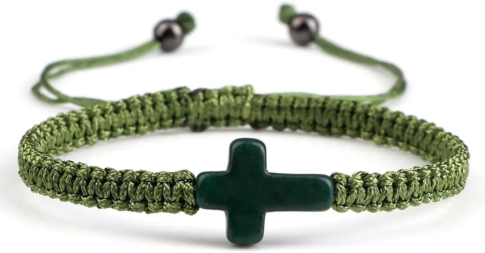 tenghong2021 2Pcs Braided Rope Cross Bracelet for Women Men Friends Religious Christian Adjustable Pray String Woven Bracelets Unique Friendship Couple Matching Wristband Set Jewelry
