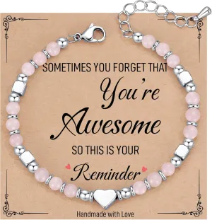 TONY & SANDY Tiny Beaded Bracelets for Women, Sometimes You Forget You're Awesome, Unique Gifts for Women, Mom, Daughter, Wife, Coworkers, Best Friend, Bestie, Granddaughter