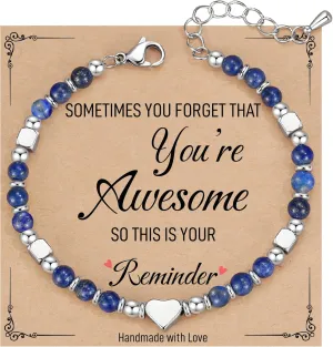 TONY & SANDY Tiny Beaded Bracelets for Women, Sometimes You Forget You're Awesome, Unique Gifts for Women, Mom, Daughter, Wife, Coworkers, Best Friend, Bestie, Granddaughter