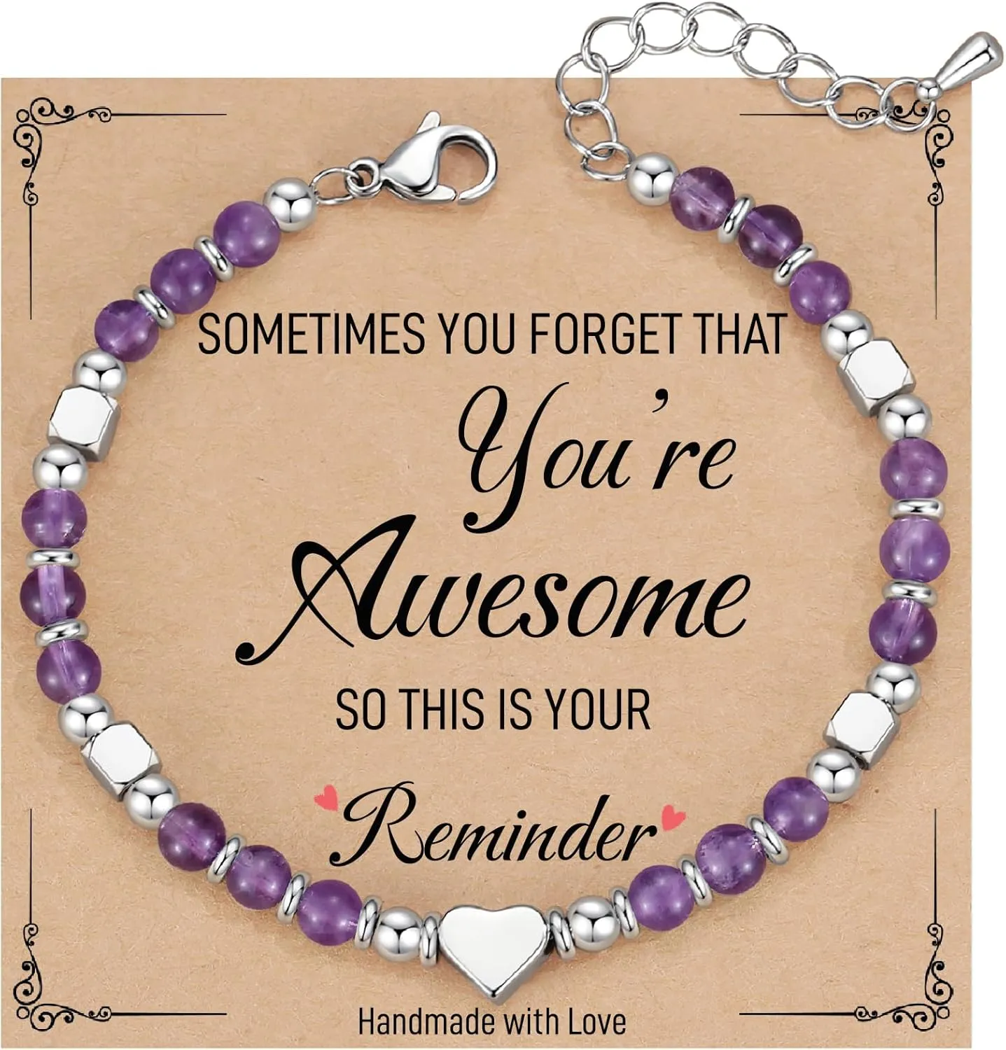 TONY & SANDY Tiny Beaded Bracelets for Women, Sometimes You Forget You're Awesome, Unique Gifts for Women, Mom, Daughter, Wife, Coworkers, Best Friend, Bestie, Granddaughter