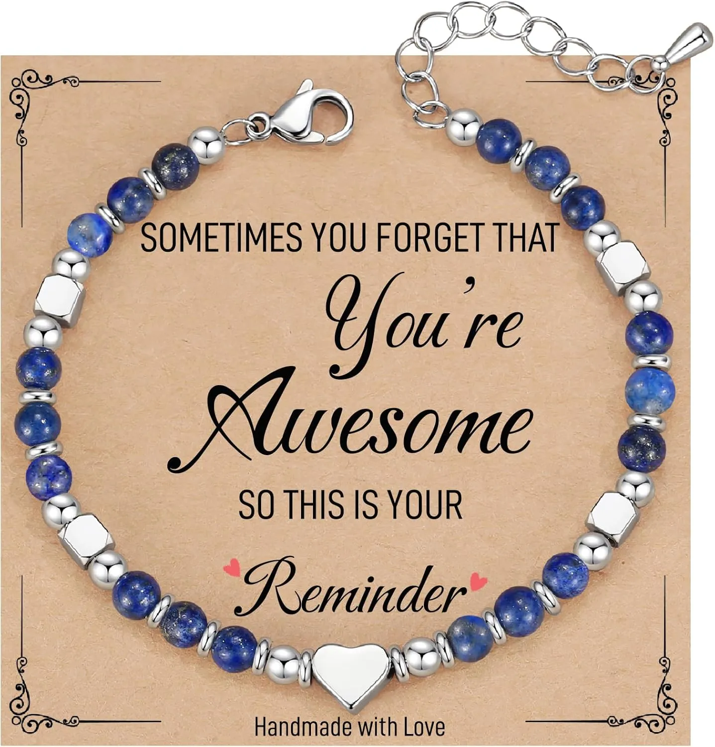 TONY & SANDY Tiny Beaded Bracelets for Women, Sometimes You Forget You're Awesome, Unique Gifts for Women, Mom, Daughter, Wife, Coworkers, Best Friend, Bestie, Granddaughter