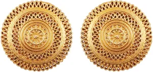 Touchstone "Tribal Bohemian Chic" Indian Bollywood Artistic Fringes Motif Designer Jewelry Big Stud Earrings For Women In Antique Gold or Silver Tone.