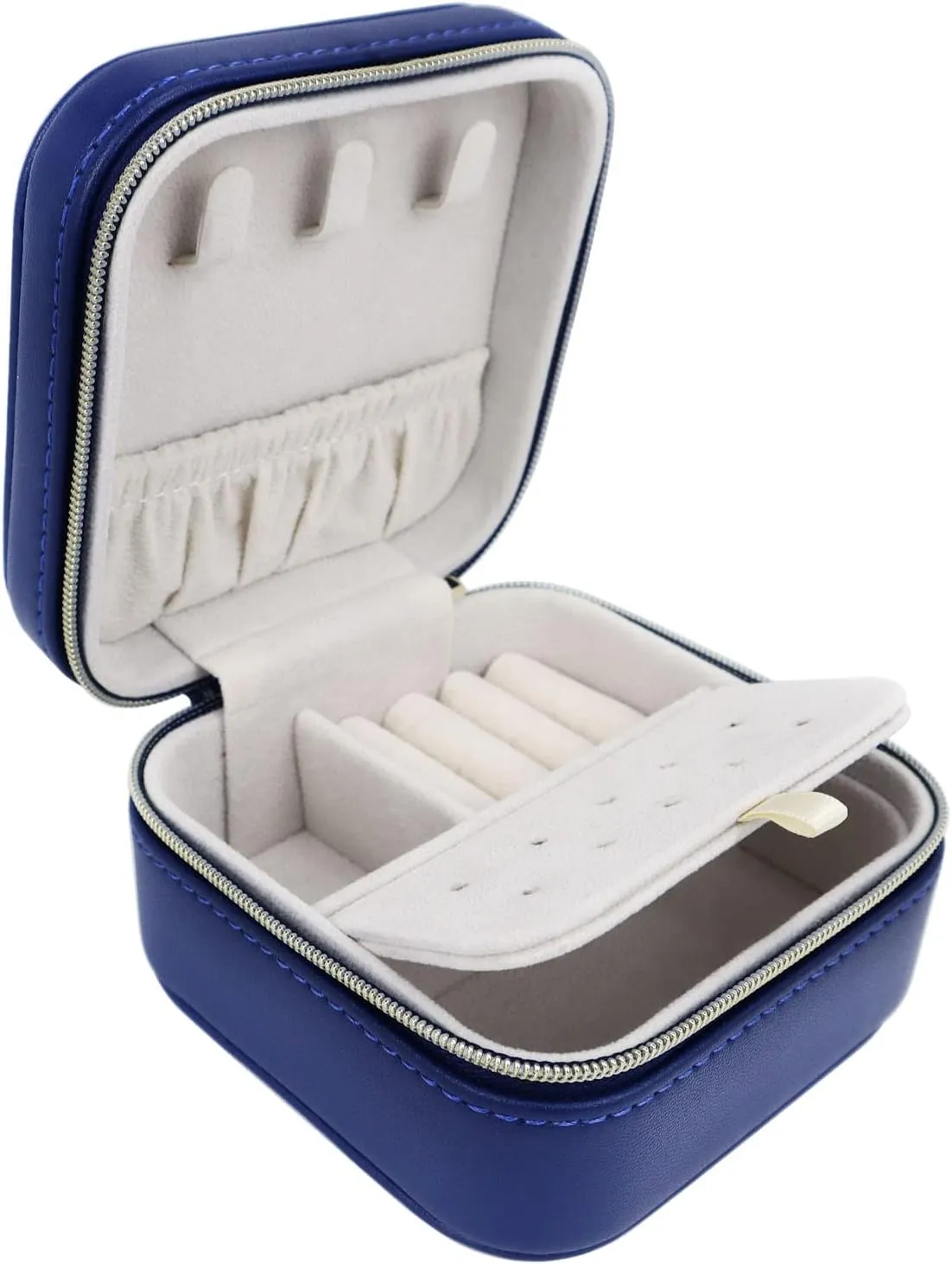 Travel Small Portable Mini Jewelry Case for collection Rings Necklaces Earrings and Lipstick Blue