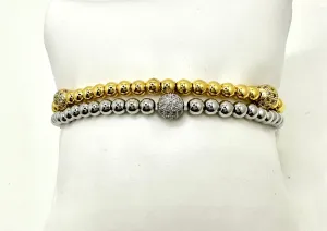 Triple Pave Ball Beaded Bracelet