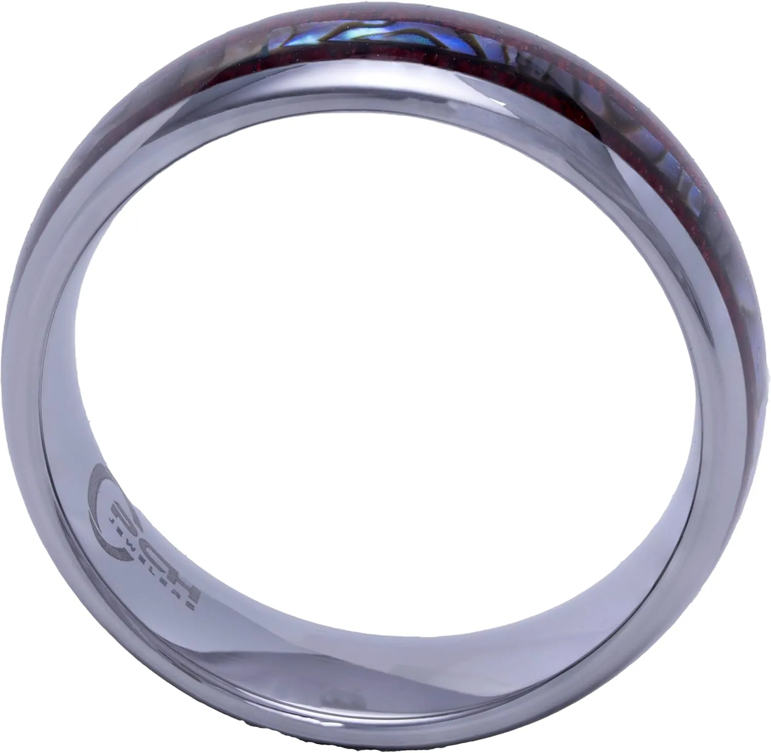Tungsten Ring Hawaiian Koa Wood Abalone 8mm Comfort Fit Band