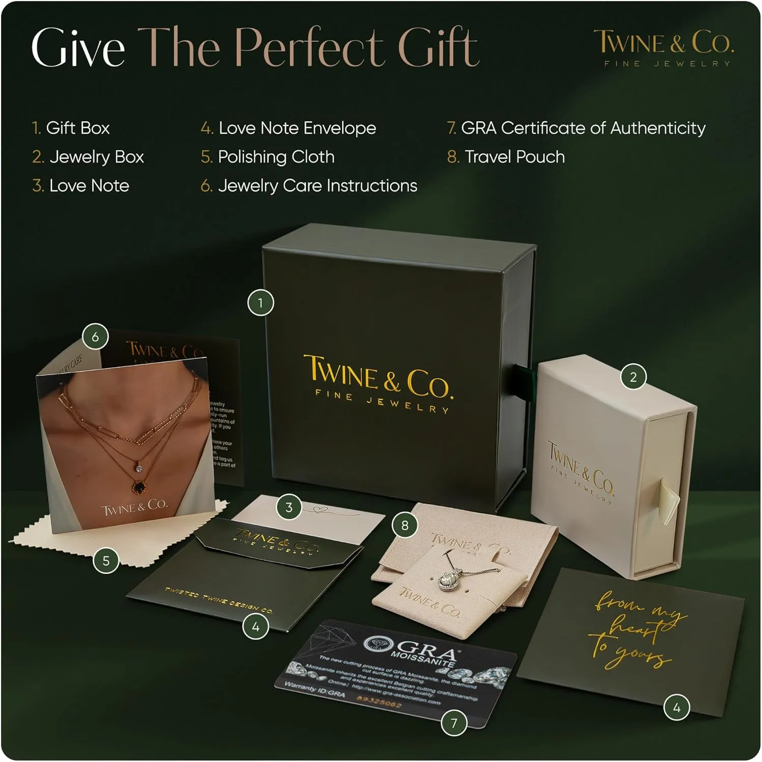 Twine&Co Infinity Moissanite Pendant Necklace  1-3 Carat VVS1 Clarity D Color Lab-Grown Diamond Alternative  14K Gold or Silver With Chain, Adjustable Eco-Friendly Infinity Design, Gift for Her