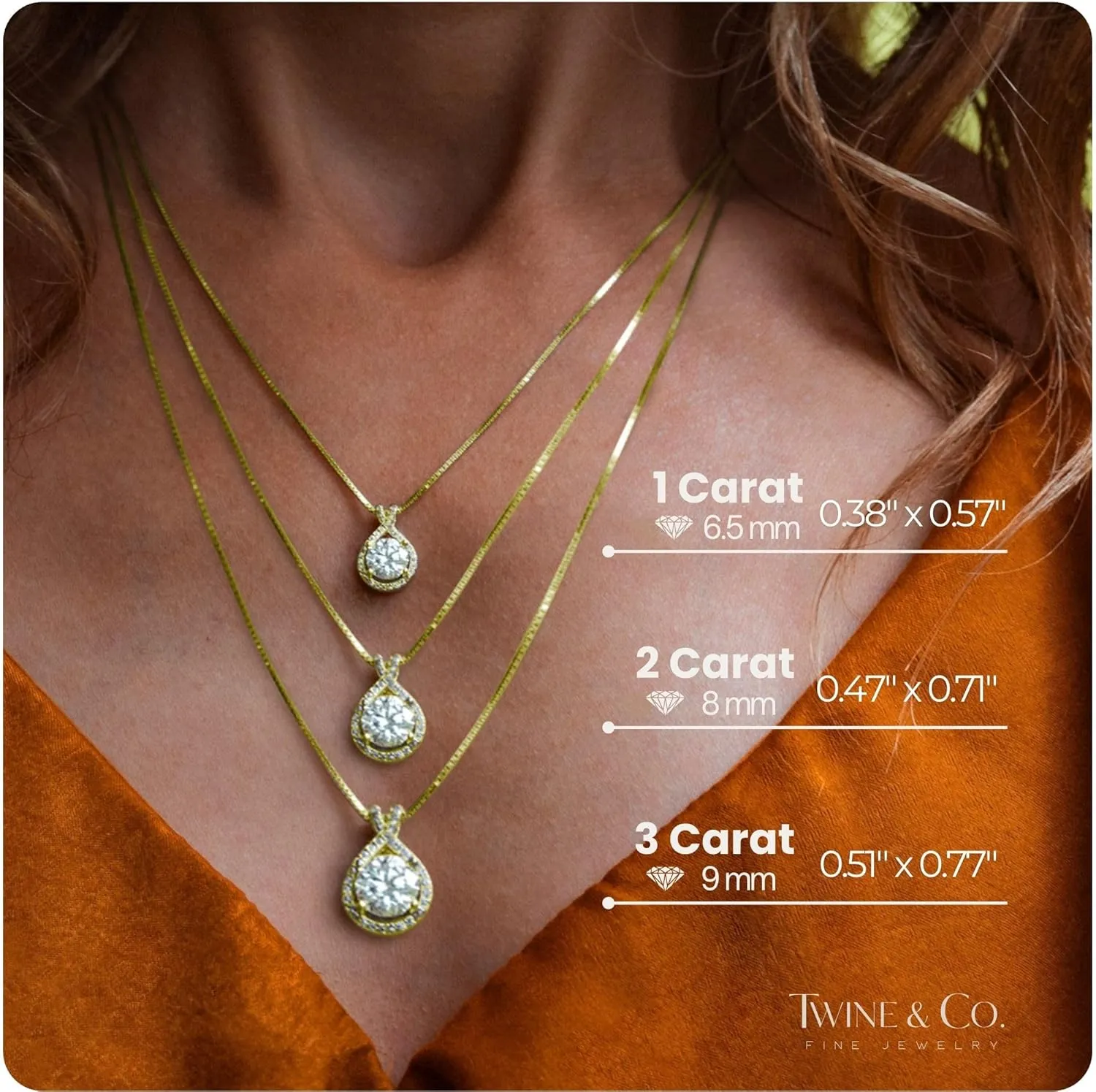 Twine&Co Infinity Moissanite Pendant Necklace  1-3 Carat VVS1 Clarity D Color Lab-Grown Diamond Alternative  14K Gold or Silver With Chain, Adjustable Eco-Friendly Infinity Design, Gift for Her