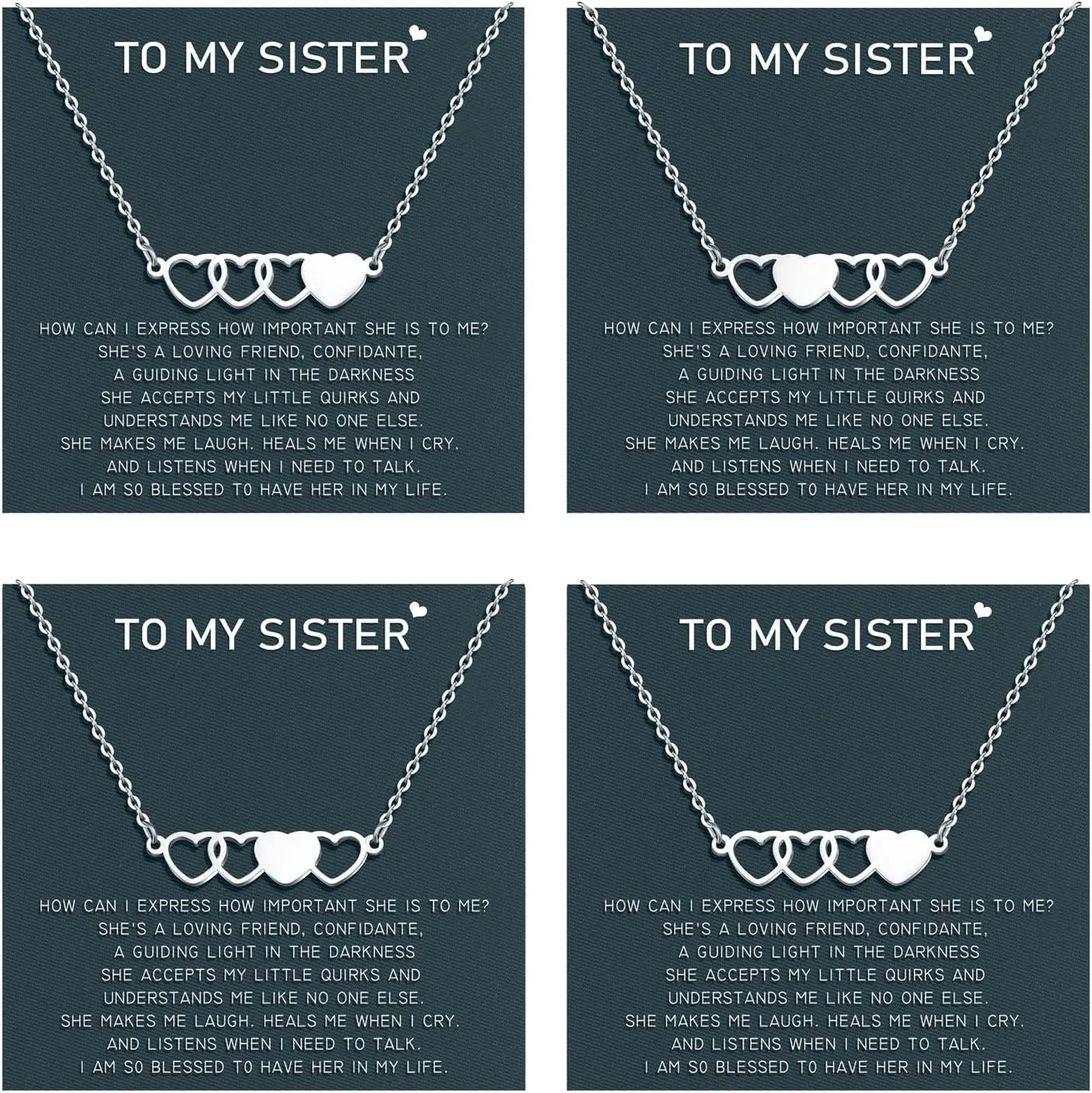 UNGENT THEM Sisters Necklace Best Friend Friendship Heart Matching Necklaces for 2/3/4 Women