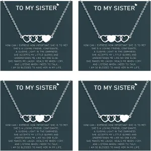 UNGENT THEM Sisters Necklace Best Friend Friendship Heart Matching Necklaces for 2/3/4 Women
