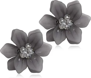 Unique Handmade Bohemian Large Matte Resin Flower Stud Earrings Dainty Elegant Acrylic Flower Petal Dangle Drop Earrings for Women Statement Jewelry Gifts