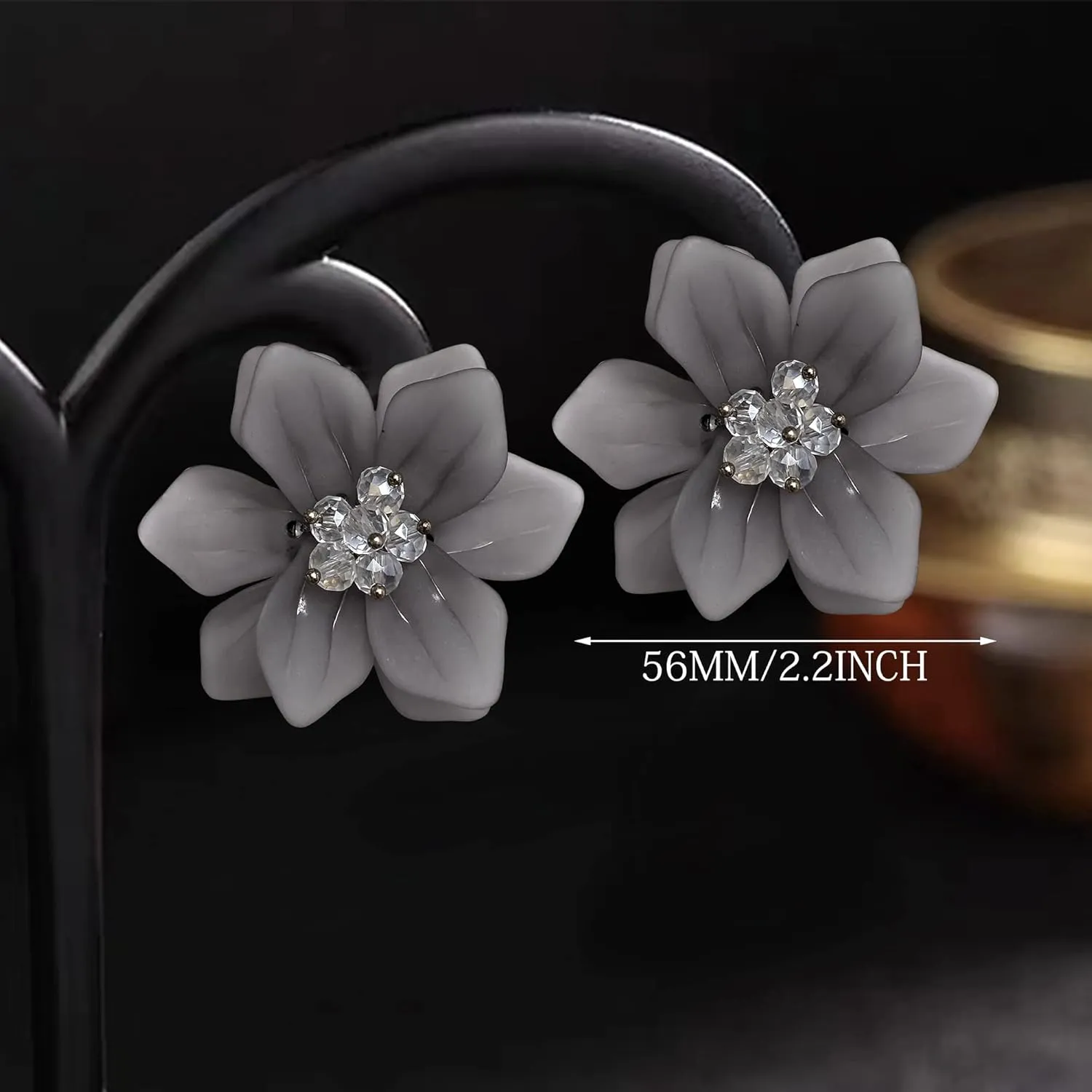 Unique Handmade Bohemian Large Matte Resin Flower Stud Earrings Dainty Elegant Acrylic Flower Petal Dangle Drop Earrings for Women Statement Jewelry Gifts