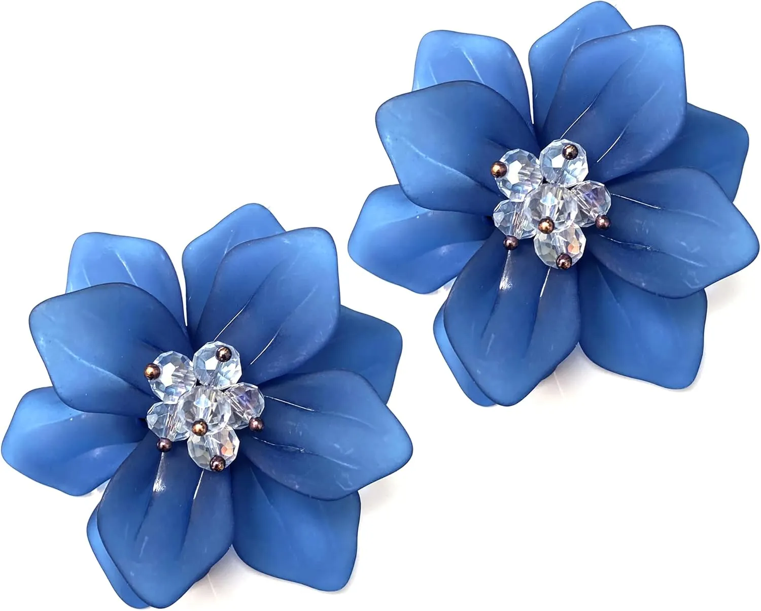 Unique Handmade Bohemian Large Matte Resin Flower Stud Earrings Dainty Elegant Acrylic Flower Petal Dangle Drop Earrings for Women Statement Jewelry Gifts