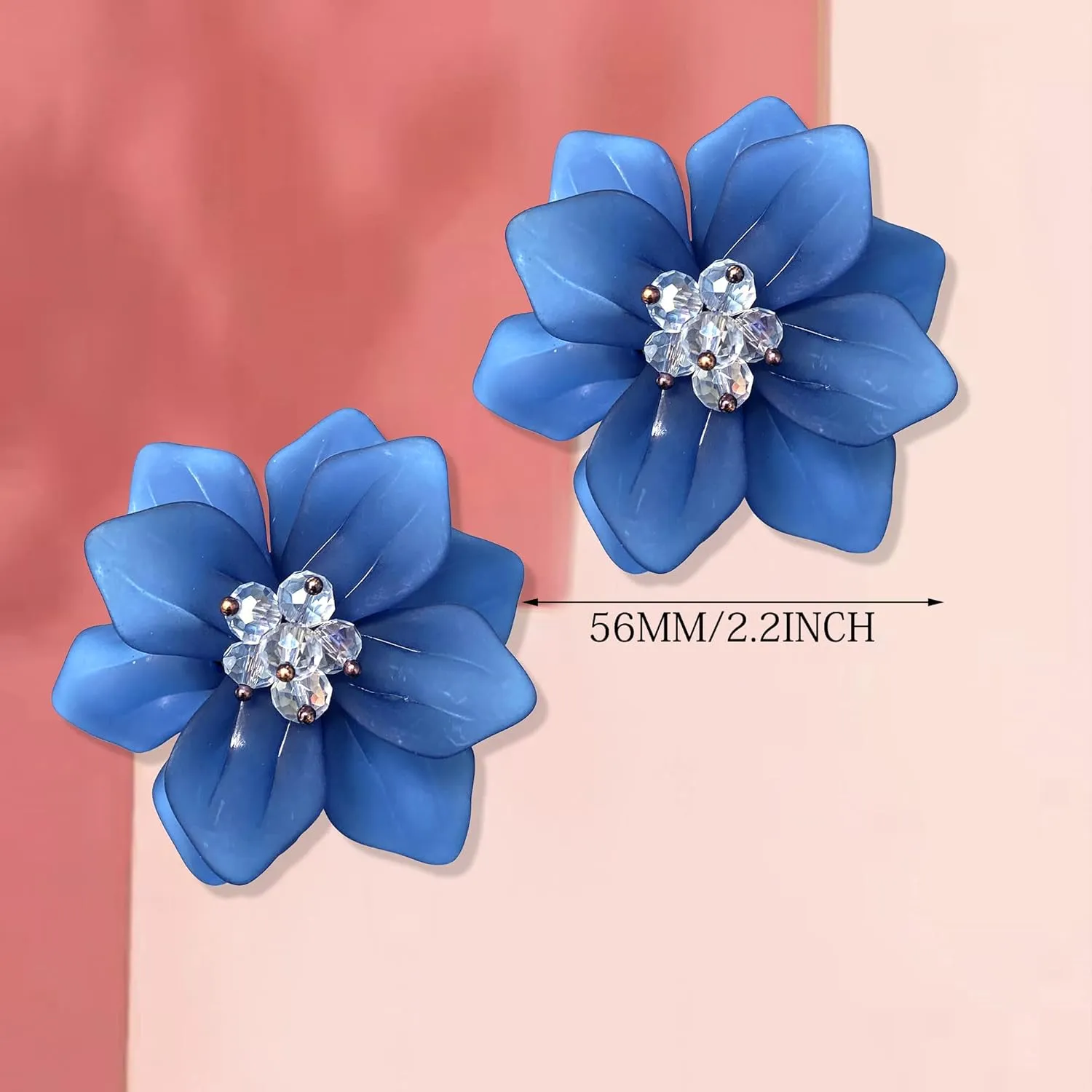 Unique Handmade Bohemian Large Matte Resin Flower Stud Earrings Dainty Elegant Acrylic Flower Petal Dangle Drop Earrings for Women Statement Jewelry Gifts