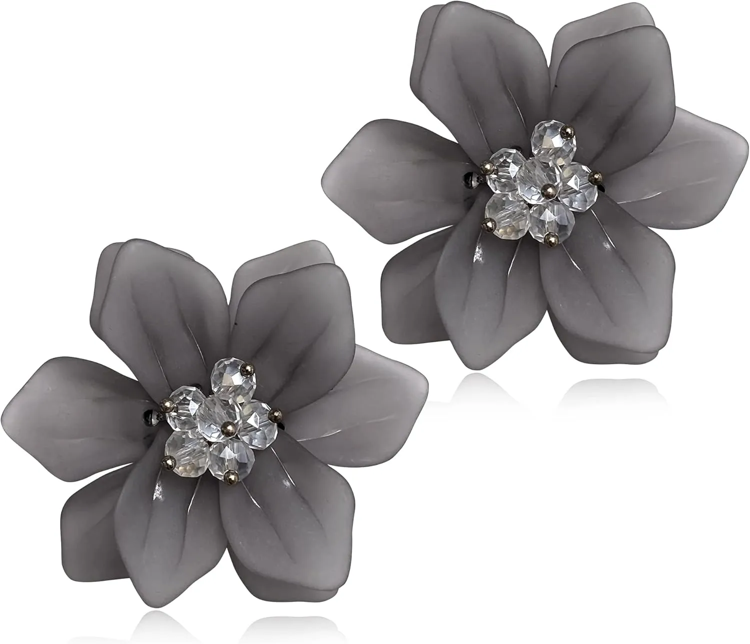 Unique Handmade Bohemian Large Matte Resin Flower Stud Earrings Dainty Elegant Acrylic Flower Petal Dangle Drop Earrings for Women Statement Jewelry Gifts