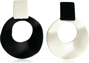 Unique Minimalist 70s 80s Vintage Metal Black White Round Circle Dangle Drop Earrings Elegant Chic Dainty Geometry Stud Earring for Women Statement Jewelry Gifts