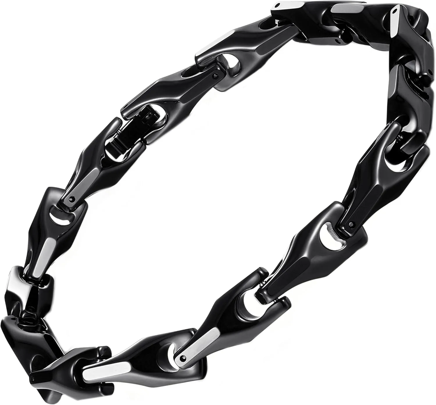Urban Jewelry Unique Men's Solid Heavy Wheat Tungsten Carbide Bracelet that stands out - 3 Sided Links (Silver, Black or 18K Gold Plated) Smooth Finishing Touch