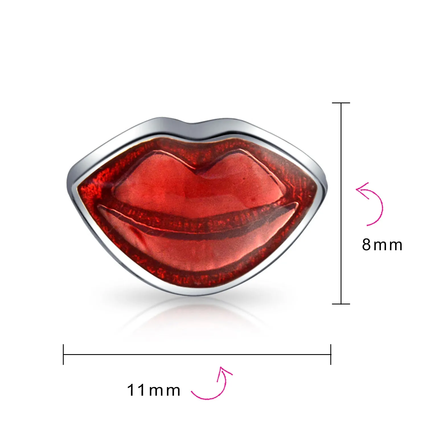 Valentine Red Lips Charm Bead in Sterling Silver for European Bracelets