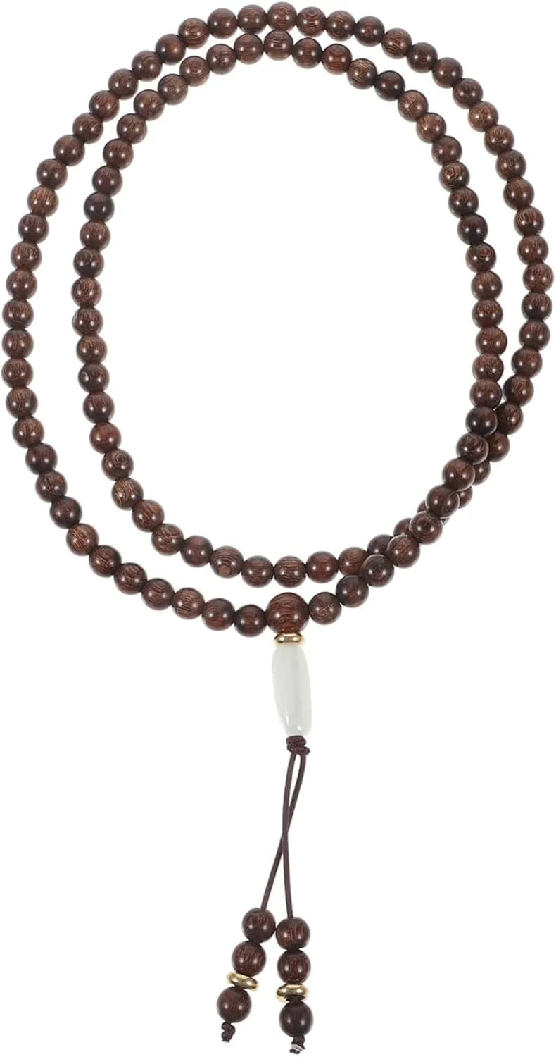VALICLUD 108 Bead Sandalwood Bracelet Men's Buddhist Prayer Bead Bracelet Wooden Bangle for Daily Wear