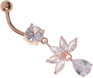 VALICLUD Fashionable Belly Button Ring Navel Piercing Jewelry Short Navel Ring Pregnancy Belly Ring Rose Gold Zircon Accessory
