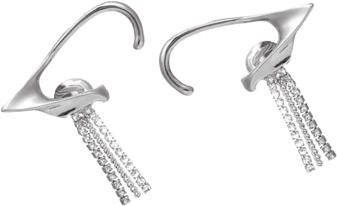 VALICLUD Fashionable Tassel Ear Cuff Clips for Women Shiny Non Piercing Ear Clamps Durable Reliable Accessory for