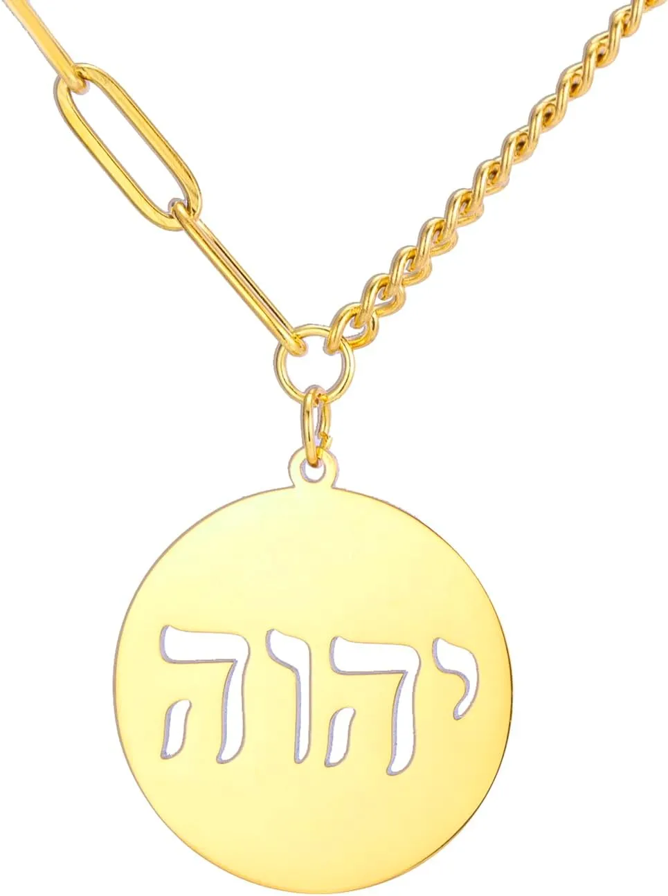 VASSAGO Hebrew Necklace YHVH YHWH Jehovah Pendant Tetragrammaton God Names Necklaces Hanukkah Amulet Religious Faith Blessing Jewelry Gifts for Men Women