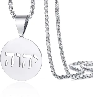 VASSAGO Hebrew Necklace YHVH YHWH Jehovah Pendant Tetragrammaton God Names Necklaces Hanukkah Amulet Religious Faith Blessing Jewelry Gifts for Men Women