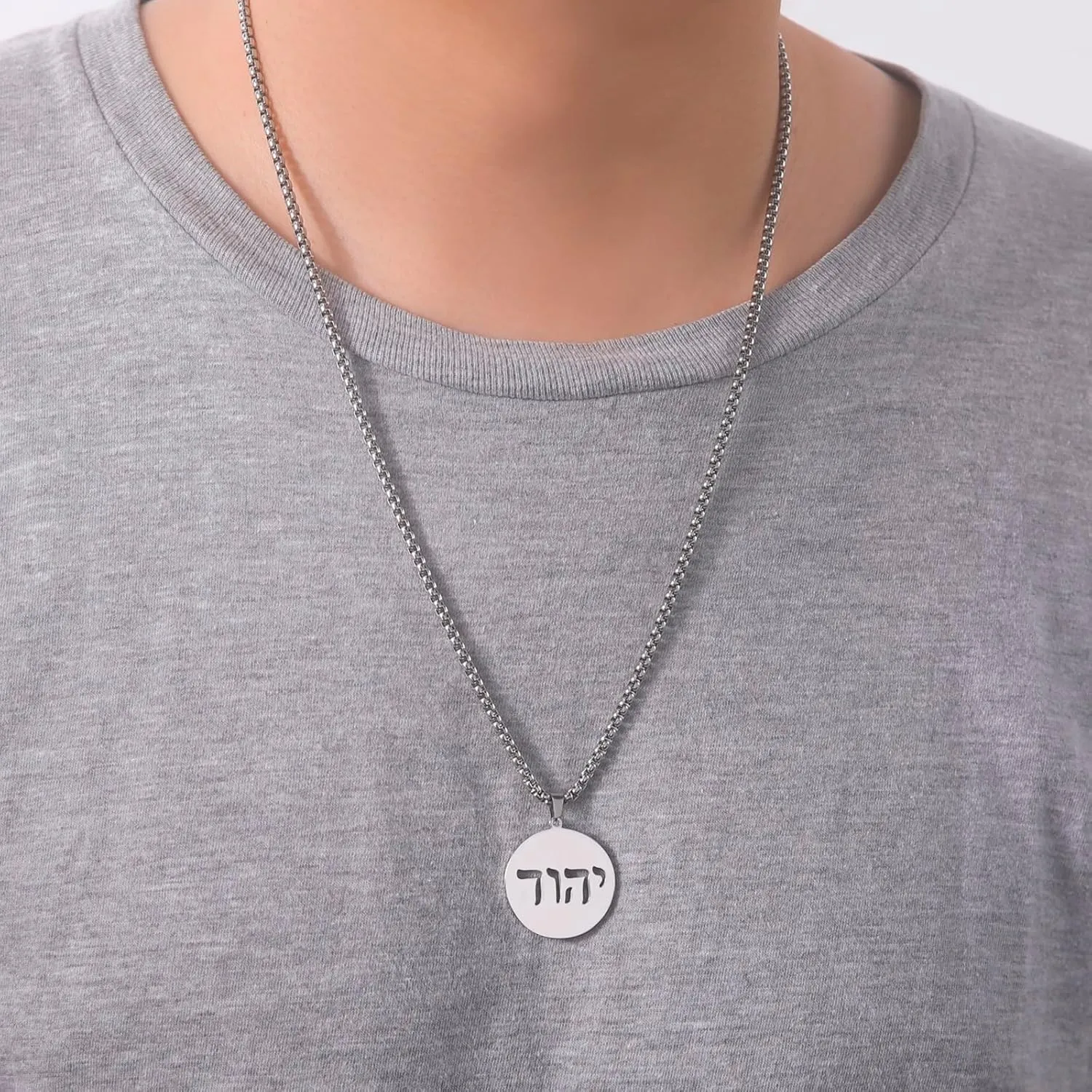 VASSAGO Hebrew Necklace YHVH YHWH Jehovah Pendant Tetragrammaton God Names Necklaces Hanukkah Amulet Religious Faith Blessing Jewelry Gifts for Men Women