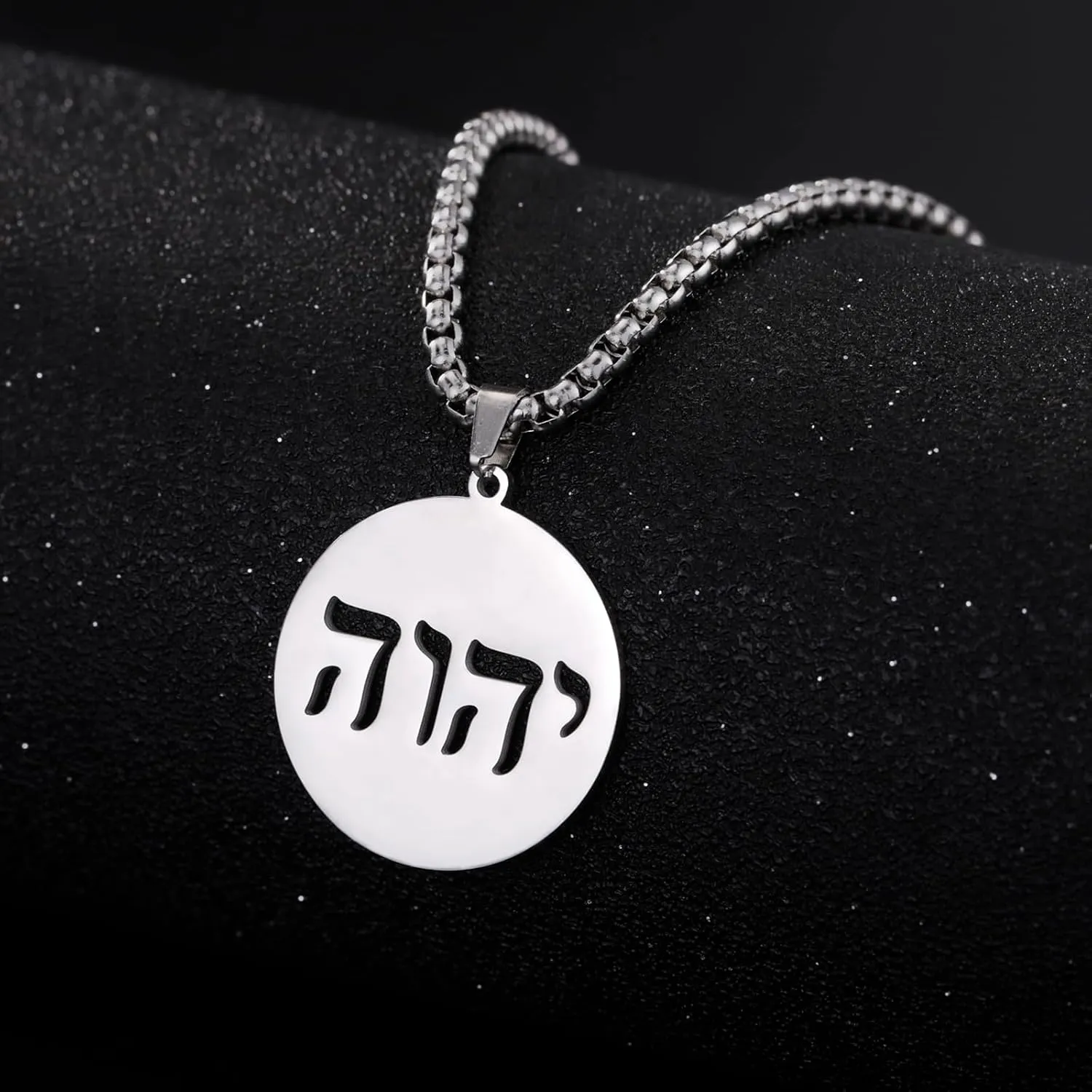 VASSAGO Hebrew Necklace YHVH YHWH Jehovah Pendant Tetragrammaton God Names Necklaces Hanukkah Amulet Religious Faith Blessing Jewelry Gifts for Men Women