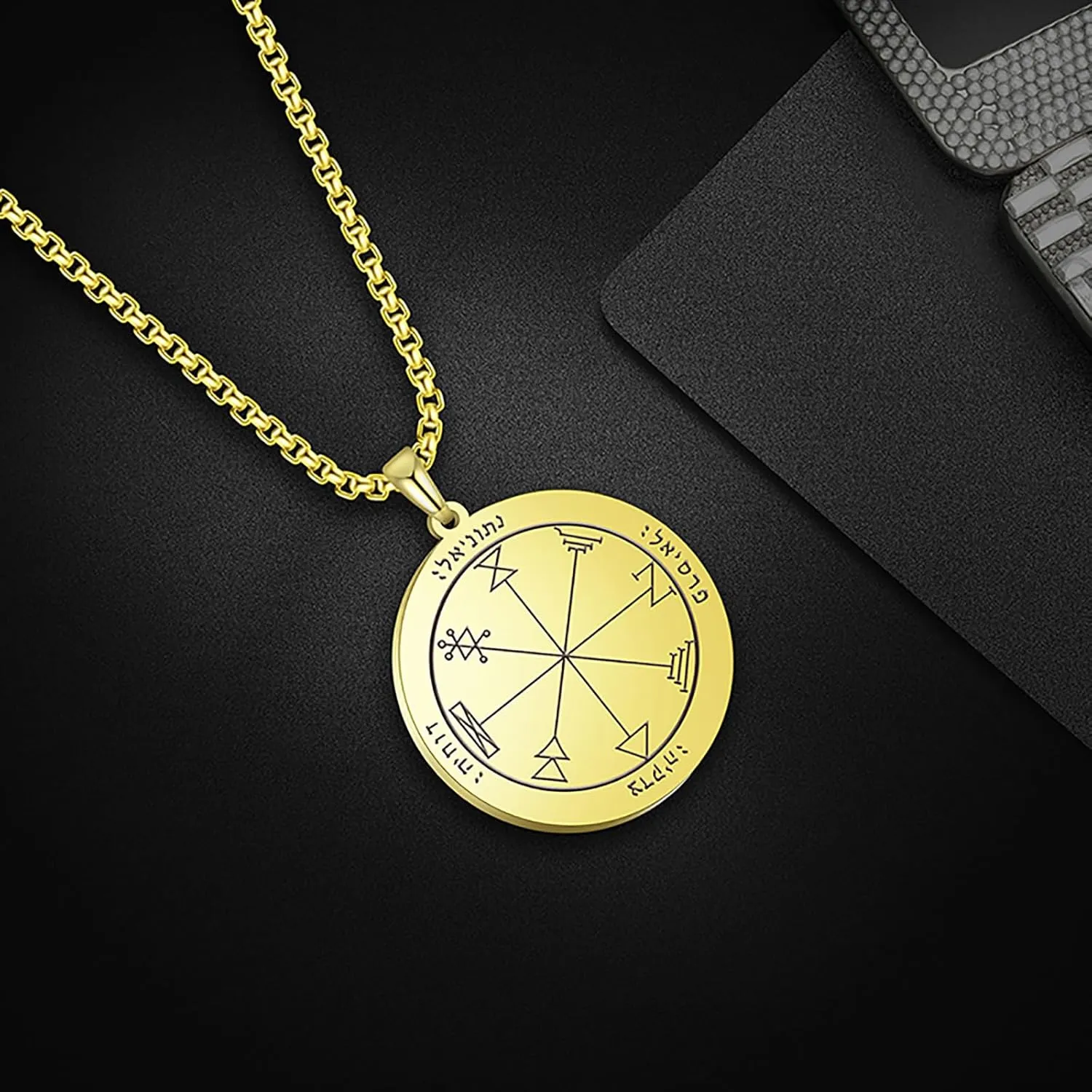 VASSAGO The First Pentacle of Jupiter Solomon Kings amulets Pendant Necklace Keychain Jewelry Set