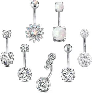 VCMART Belly Button Ring Belly Button Piercing Surgical Steel Belly Rings 14G Belly Button Rings Belly Navel Rings Piercing Jewelry