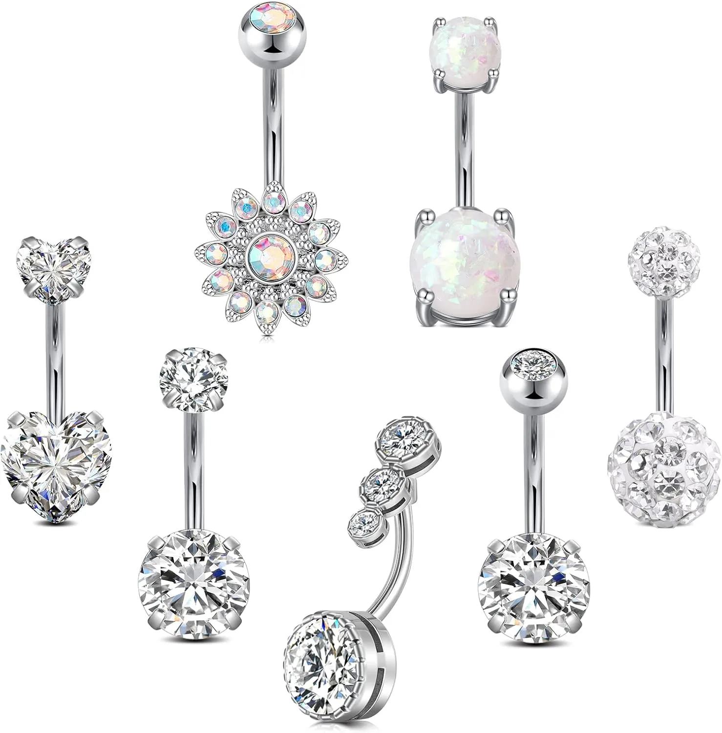 VCMART Belly Button Ring Belly Button Piercing Surgical Steel Belly Rings 14G Belly Button Rings Belly Navel Rings Piercing Jewelry