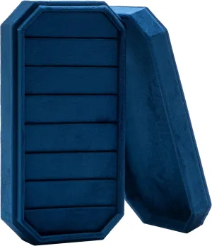 Velvet Ring Organizer Display Tray Jewelry Box Earring Holder Case for Wedding Birthday Christmas Day (Dark Blue)