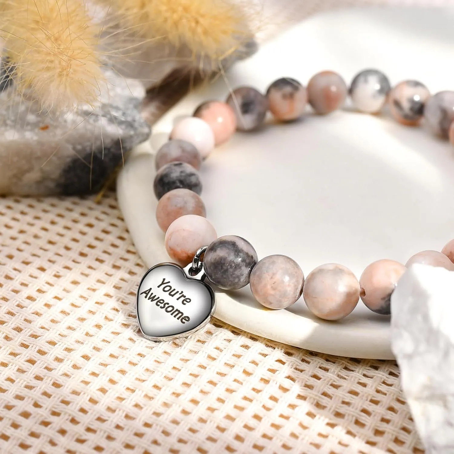 VGWON Unique Inspirational Gifts for Women Natural Stone Bracelets Best Friend Birthday Gifts for Women Teen Girls Sometimes You Forget You're Awesome
