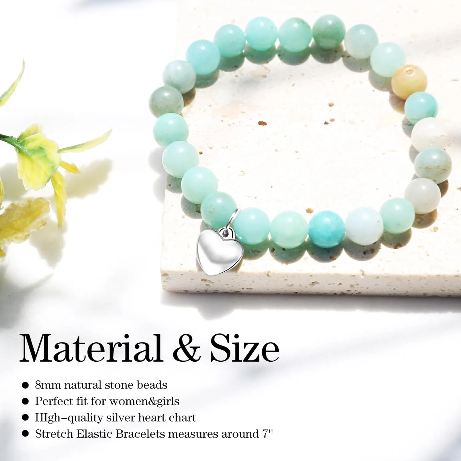 VICKHU Inspirational Gifts for Women Natural Stone Heart Butterfly Bracelet for women Unique Small Gifts for Birthday Mothers day Thanksgiving Christmas Valentine's Day Teacher Appreciation Gifts.