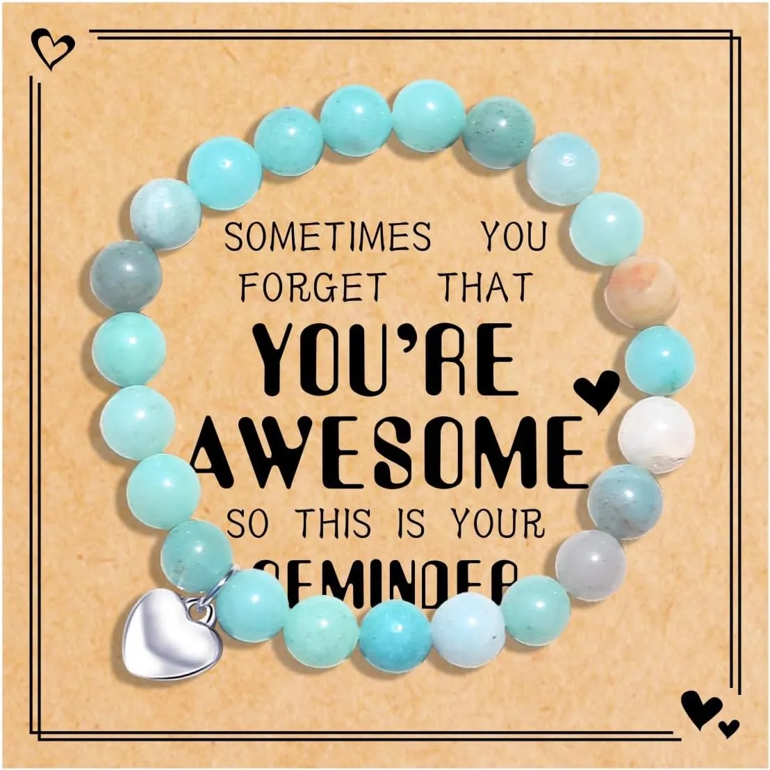VICKHU Inspirational Gifts for Women Natural Stone Heart Butterfly Bracelet for women Unique Small Gifts for Birthday Mothers day Thanksgiving Christmas Valentine's Day Teacher Appreciation Gifts.