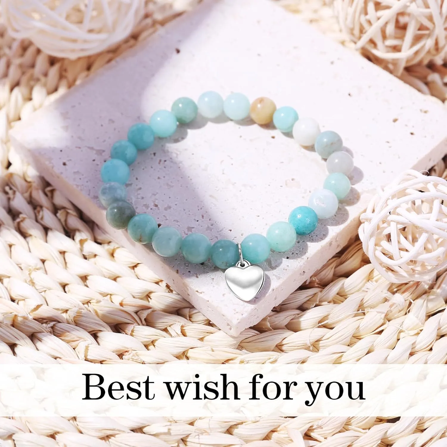 VICKHU Inspirational Gifts for Women Natural Stone Heart Butterfly Bracelet for women Unique Small Gifts for Birthday Mothers day Thanksgiving Christmas Valentine's Day Teacher Appreciation Gifts.