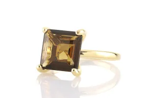 Vintage 14K Gold Rings for Women - Smoky Quartz or Brown Quartz - Proposal, Anniversary, Handmade Jewelry