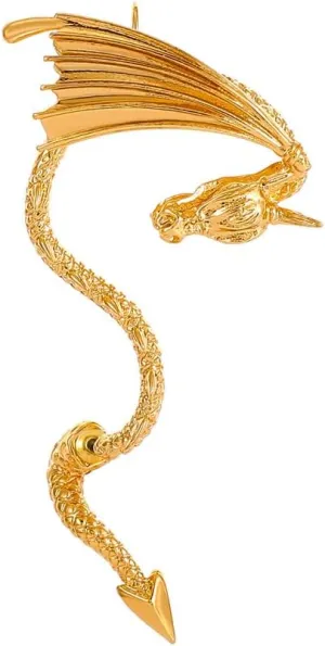 Vintage Dragon Ear Cuff Wrap Earrings Unique Chic Punk Gold Ancient Dragon Wrap Around Alloy Statement Earrings Party Cosplay Jewelry for Women Men