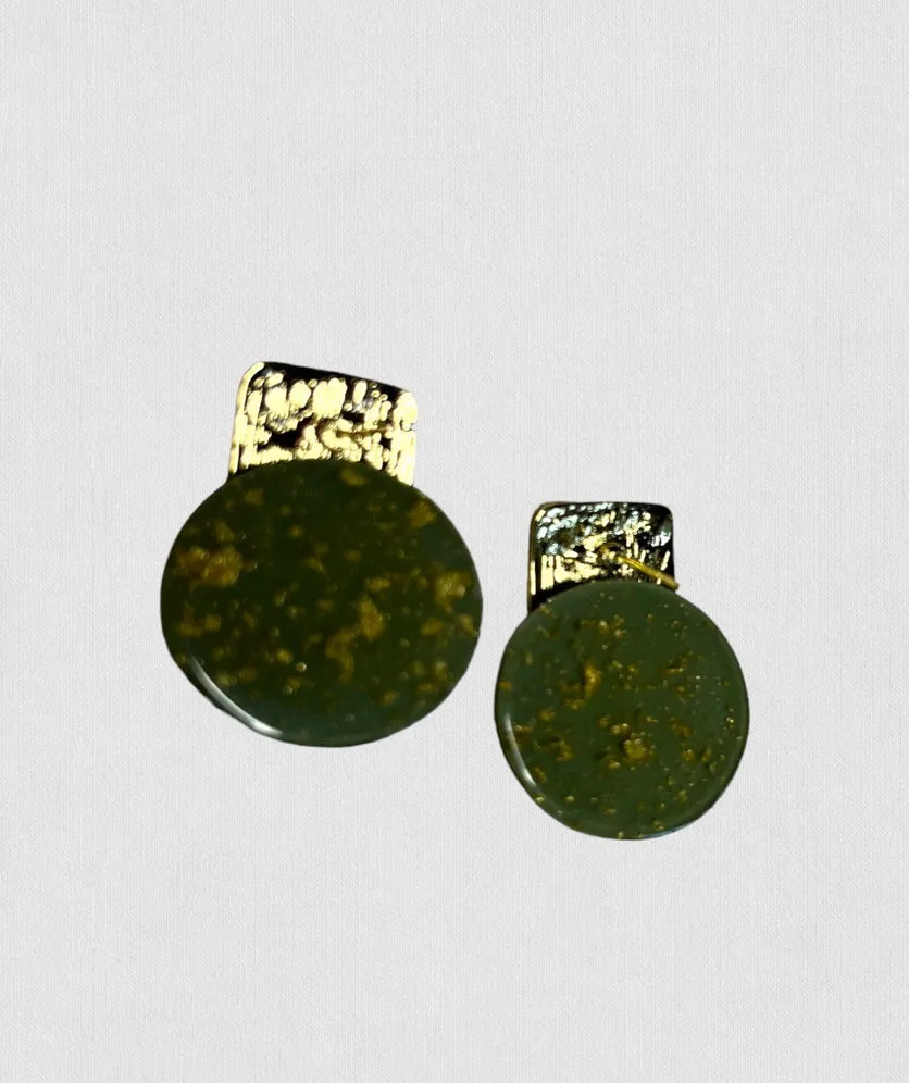Vintage Resin Stud Earrings Geometric Imitation Natural Stone
