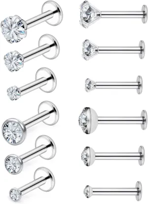 Vsnnsns 14G Lip Rings Stainless Steel Tragus Helix Conch Piercing Jewelry Snake Bite Piercing Monroe Lip Rings Labret Medusa Cartilage Lobe Earrings Piercing Jewelry Cubic Zirconia 2MM 3MM 4MM