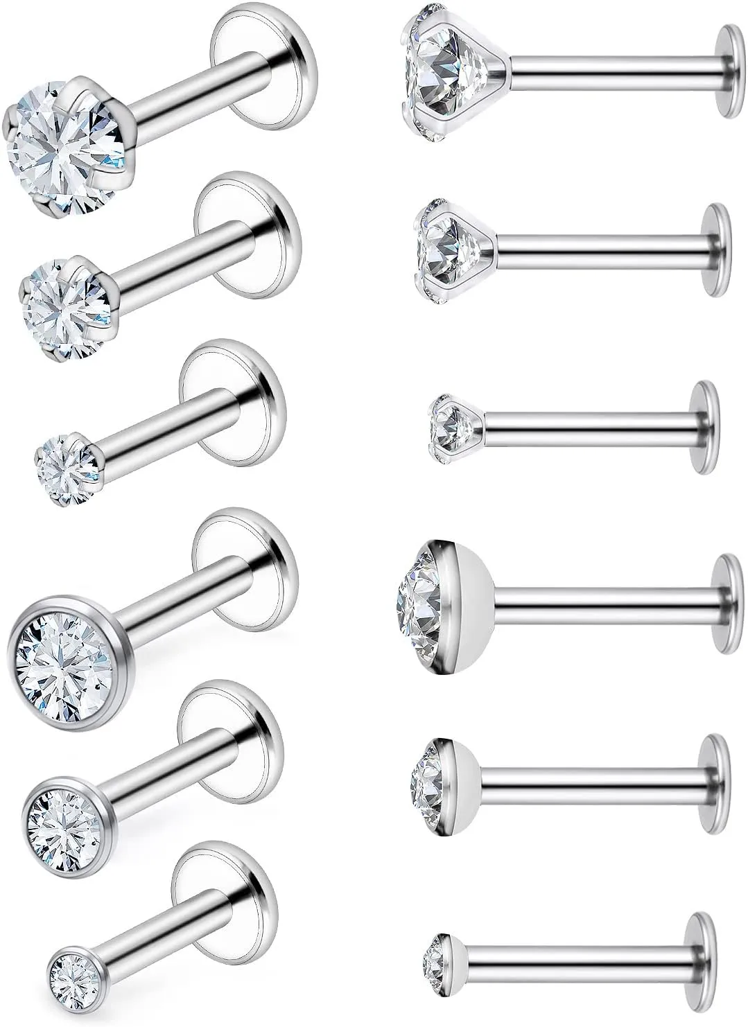 Vsnnsns 14G Lip Rings Stainless Steel Tragus Helix Conch Piercing Jewelry Snake Bite Piercing Monroe Lip Rings Labret Medusa Cartilage Lobe Earrings Piercing Jewelry Cubic Zirconia 2MM 3MM 4MM