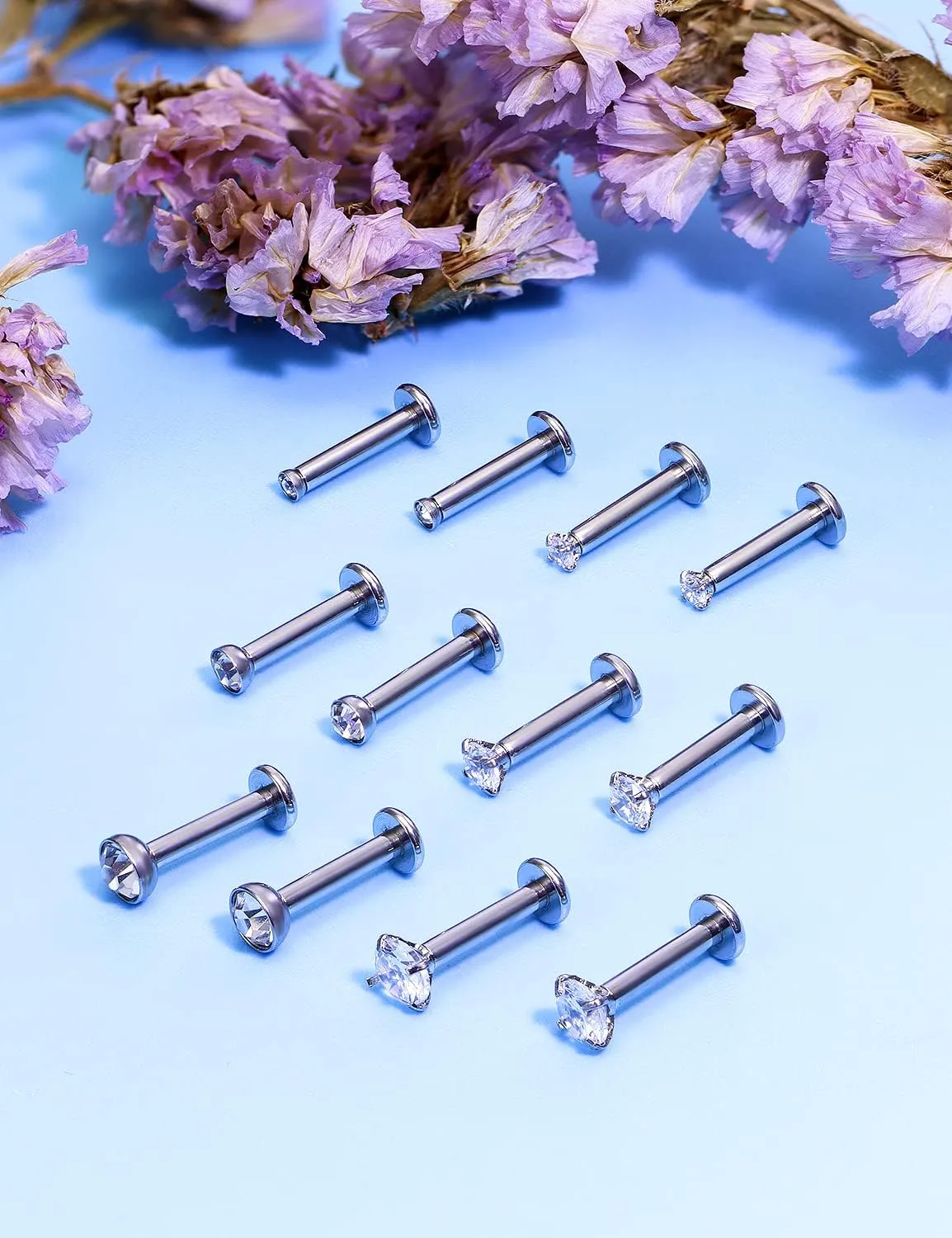 Vsnnsns 14G Lip Rings Stainless Steel Tragus Helix Conch Piercing Jewelry Snake Bite Piercing Monroe Lip Rings Labret Medusa Cartilage Lobe Earrings Piercing Jewelry Cubic Zirconia 2MM 3MM 4MM