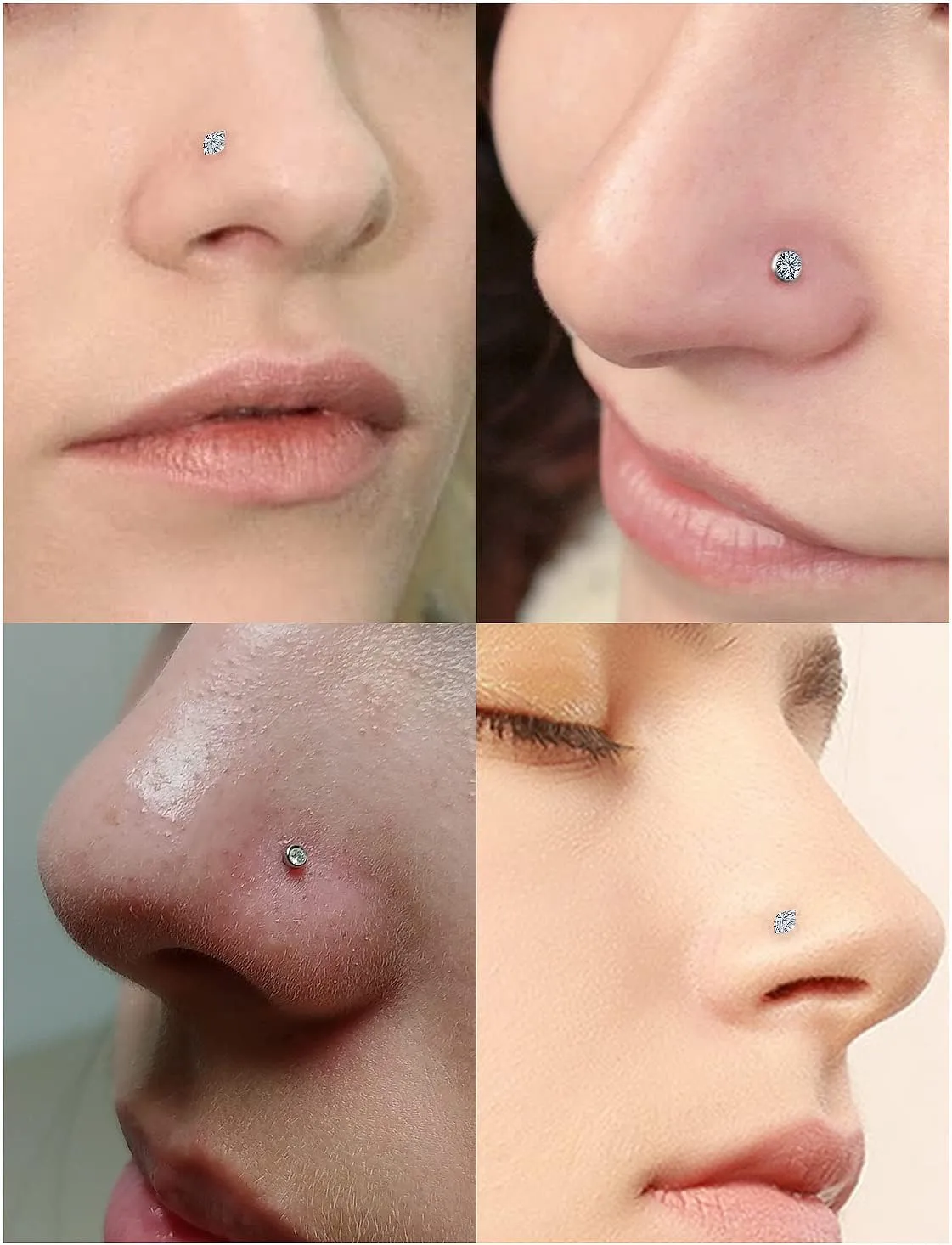 Vsnnsns 14K Gold Filled 18G 20G 22G Nose Rings Studs Piercing Jewelry for Women 316L Stainless Surgical Steel L Shaped Corkscrew Bone Nose Ring Studs Nostril Piercings Jewelry Diamond CZ Silver Gold