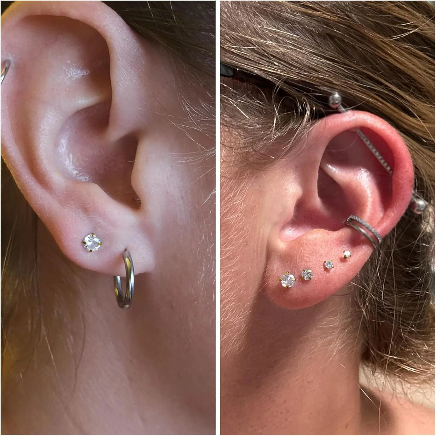 Vsnnsns 16G Lip Rings Stainless Steel Tragus Helix Conch Piercing Jewelry Snake Bite Piercing Monroe Lip Rings Labret Medusa Cartilage Lobe Earrings Piercing Jewelry CZ 2MM/2.5MM/3MM/3.5MM/4MM/4.5MM