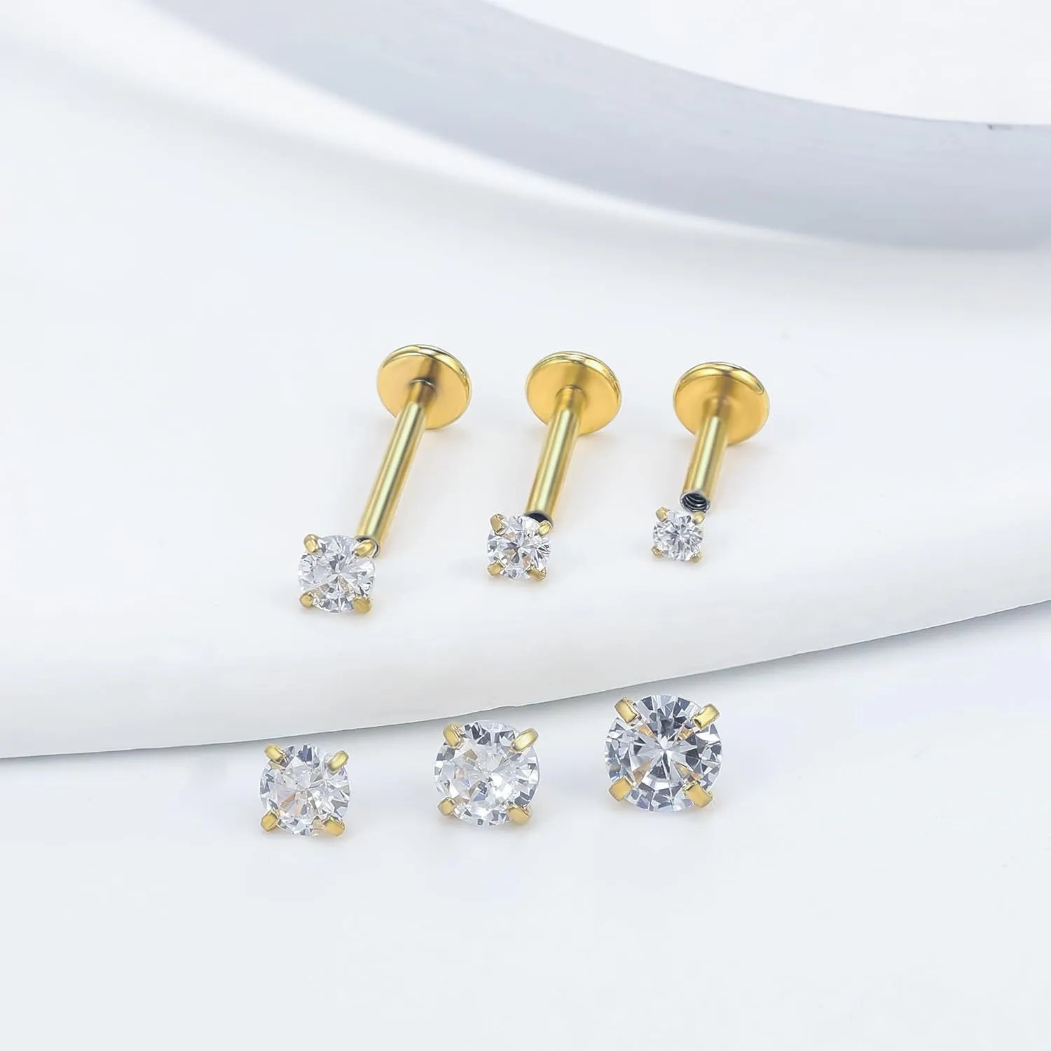 Vsnnsns 16G Lip Rings Stainless Steel Tragus Helix Conch Piercing Jewelry Snake Bite Piercing Monroe Lip Rings Labret Medusa Cartilage Lobe Earrings Piercing Jewelry CZ 2MM/2.5MM/3MM/3.5MM/4MM/4.5MM